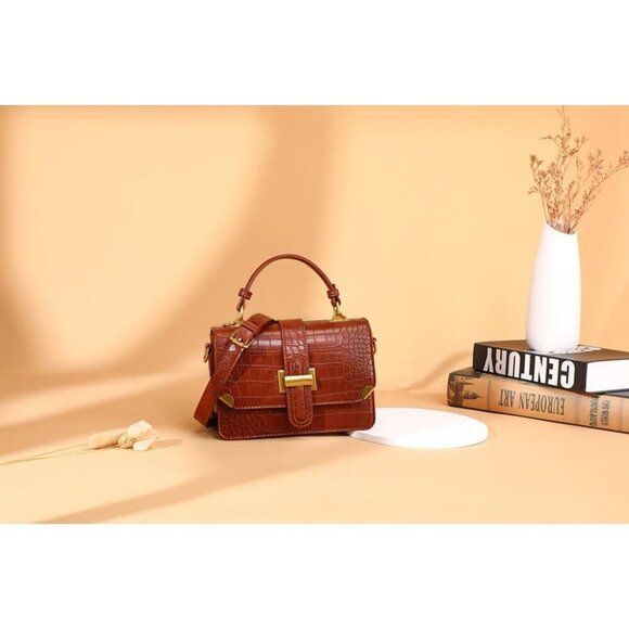 Womens Small Classy Crossbody Purse Top Handle Handbag Leather Satchel Bag Women - Picture 7 of 7